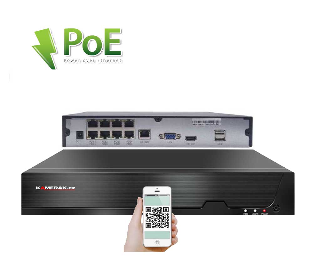 Rekord�r pro 8 IP kamery s vestav�n�m PoE nap�jen�m