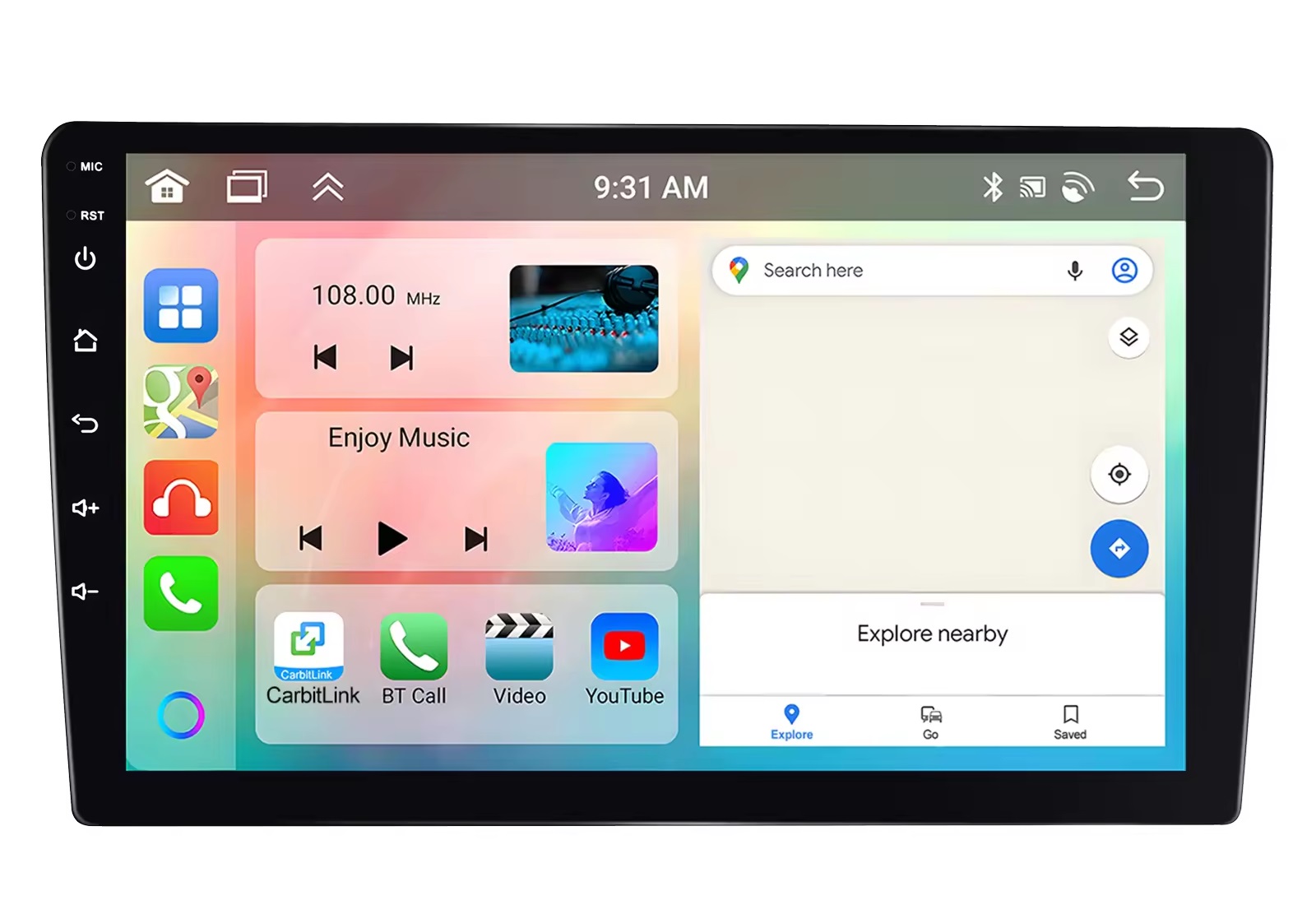 2DIN Autordio A3454 s 10,1" LCD, Android 13, 4GB RAM, 64GB loit, Carplay, Android Auto, Wifi, GPS, Bluetooth, FM RDS - 4542 K