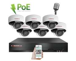 PoE IP 6 kamerov set XM-605B 4MPx, mikrofon, CZ menu - 11490 K
