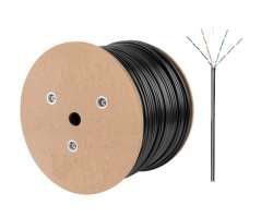 Venkovn� s�ov� kabel LAN UTP Cat6, dr�t (solid) CCA, 305m na c�vce, �ern� - 2590 K�