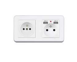 UNIC Elektrick� z�suvka 2x230V+2xUSB 5V/2.1A plast b�l� v r�me�ku 153mm - 306 K�