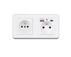 UNIC Elektrick� z�suvka 2x230V+USB+USB C 5V/2,1A plast b�l� v r�me�ku 153mm - 346 K�