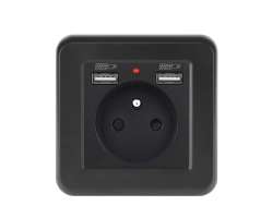 UNIC Elektrick� z�suvka 230V+2*USB 5V/2.1A plast �ern� - 214 K�