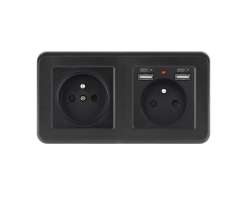 UNIC Elektrick� z�suvka 2x230V+2xUSB 5V/2.1A plast �ern� v r�me�ku 153mm - 307 K�