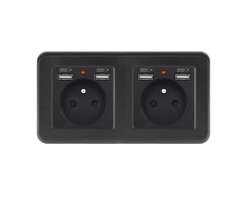 UNIC Elektrick zsuvka 2x (230V+2xUSB 5V/2,1A) plast ern v rmeku 153mm - 435 K
