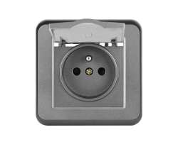 UNIC Elektrick� z�suvka 230V s krytem, �ed� plast - 93 K�