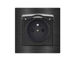 UNIC Elektrick� z�suvka 230V s krytem, v r�me�ku 82mm, slitina hlin�ku �ern� - 156 K�