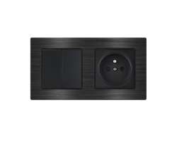 UNIC Elektrick� z�suvka 230V + dvojvyp�na� lustrov� s�riov� �.5 v r�me�ku 153mm, slitina hlin�ku �ern� - 246 K�