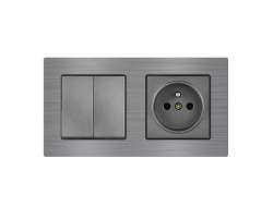 UNIC Elektrick� z�suvka 230V + dvojvyp�na� lustrov� s�riov� �.5 v r�me�ku 153mm, slitina hlin�ku �ed� - 246 K�