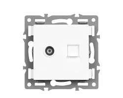 UNIC modul datov� z�suvka TV+ RJ45 cat5 plast b�l� do r�me�ku - 128 K�