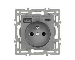 UNIC modul z�suvka MDZ230USB+C5V rychl� nab�jen�, �ed� pro r�me�ek 82mm - 259 K�