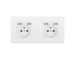 SRAN Elektrick zsuvka 2x230V+4*USB 5V/2.1A plast bl vetn rmeku - 376 K