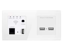 SRAN Zsuvka 2xUSB 5V/2,1A + WiFi socket v rmeku, sklo bl - 580 K