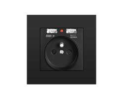 SRAN Elektrick� z�suvka 230V+2*USB 5V/2.1A v r�me�ku plast �ern� - 198 K�