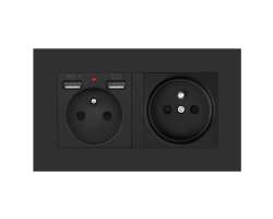 SRAN Elektrick� z�suvka 2x230V+2xUSB 5V/2.1A v r�me�ku 147mm plast �ern� - 246 K�
