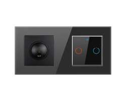 SRAN �ern� wifi smart dvojvyp�na� ss oto�n�m vyp�na�em s funkc� stm�v�n�  v r�me�ku plast �ern� v luxusn�m skklen�n�m dvojr�me�ku - 468 K�