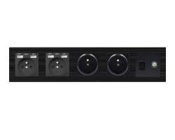 SRAN Elektrick� p�tiz�suvka MDNRJ45+TV + 230V 16A + 230V+2*USB 5V/2,1A v r�me�ku 420mm, plast �ern� - 480 K�
