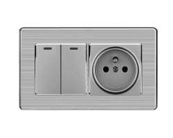 SRAN Elektrick� z�suvka 230V + dvojvyp�na�  v luxusn�m nerez r�me�ku 147mm - 126 K�