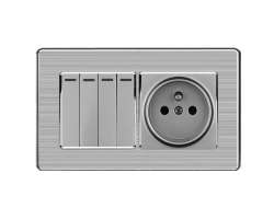 SRAN z�suvka 230V + 4vyp�na� v luxusn�m dvojr�me�ku z nerez ocelisklo b�l� - 126 K�