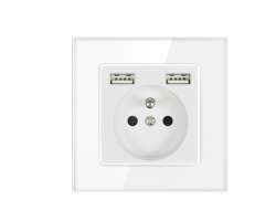 SRAN Elektrick zsuvka 230V+2*USB 5V/2.1A sklo bl - 200 K