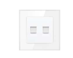 SRAN Z�suvka 2xRJ45 v r�me�ku, sklo b�l� - 80 K�