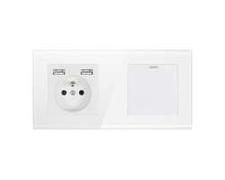 SRAN Elektrick� z�suvka 230V s USB5V + vyp�na� v luxusn�m sklen�n�m r�me�ku pro 2 modulyr�me�ku - 226 K�