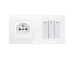 SRAN Elektrick� z�suvka 230V+trojvyp�na� v �irok�m sklen�n�m r�me�ku v b�l� barv� - 126 K�