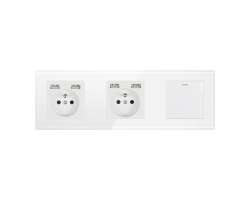 SRAN Elektrick sklenn trojzsuvka 230V+2*USB 5V/2,1A  s vypnaem v rmeku 258mm, sklo bl - 415 K