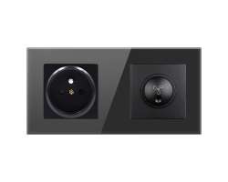 SRAN Elektrick� z�suvka 230V +oto�n� regul�tor ve sklen�n�m r�me�ku �ern� - 126 K�
