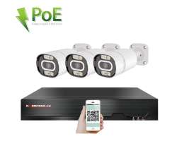 PoE IP 3 kamerov set XM-308D 8Mpx, CZ menu - 8090 K