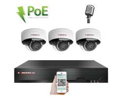 PoE IP 3 kamerov set XM-305B 4MPx, mikrofon, CZ menu - 6490 K