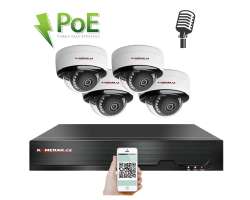 PoE IP 4 kamerov set XM-405B 4MPx, mikrofon, CZ menu - 7690 K