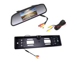 Parkovac set s LCD P0082 ve zptnm zrctku + parkovac kamera 4 LED v SPZ - 1026 K