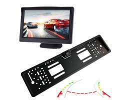 Parkovac set LCD 5" + kamera HD-E001 v SPZ s dynamickou trajektori pomocnch ar - 1756 K