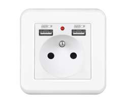 UNIC Elektrick zsuvka 230V+2*USB 5V/2.1A plast bl - 213 K