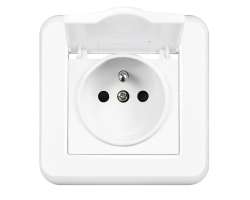 UNIC Elektrick zsuvka 230V s krytem IP44, bl plast - 93 K