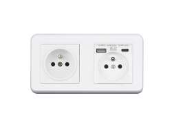 UNIC Elektrick zsuvka 2x230V+USB+USB C 5V/2,1A (rychl nabjen) plast bl v rmeku 153mm - 377 K