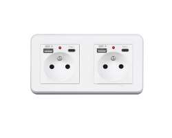 UNIC Elektrick zsuvka 2x (230V+USB+USB C 5V/2,1A) plast bl v rmeku 153mm - 516 K