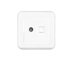 UNIC datov� z�suvka TV + RJ45 cat5  v r�me�ku, plast b�l� - 153 K�