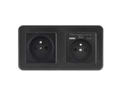 UNIC Elektrick� z�suvka 2x230V+USB+USB C 5V/2,1A (rychl� nab�jen�) plast �ern� v r�me�ku 153mm - 377 K�