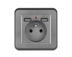 UNIC Elektrick zsuvka 230V+2*USB 5V/2.1A plast ed - 199 K