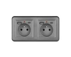 UNIC Elektrick� z�suvka 2x (230V+USB+USB C 5V/2,1A) plast �ed� v r�me�ku 153mm - 438 K�