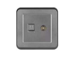 UNIC datov zsuvka TV + RJ45 cat5  v rmeku, plast ed - 153 K