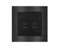 UNIC Z�suvka 2xRJ45 cat6 v r�me�ku 82mm, slitina hlin�ku �ern� - 217 K�