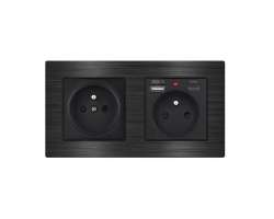 UNIC Elektrick zsuvka 2x230V+USB+USB C 5V/2,1A v rmeku 153mm slitina hlinku ern - 414 K