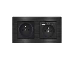 UNIC Elektrick� z�suvka 2x230V+USB+USB C 5V/2,1A Rychl� nab�jen�,v r�me�ku 153mm slitina hlin�ku �ern� - 445 K�