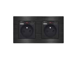 UNIC Elektrick zsuvka 2x (230V+USB+USB C 5V/2,1A) v rmeku 153mm slitina hlinku ern - 584 K