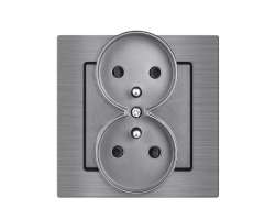 UNIC Elektrick� dvojz�suvka 2x230V �ed� v r�me�ku 82mm, slitina hlin�ku �ed� - 177 K�