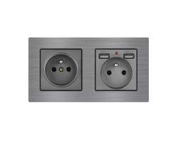 UNIC Elektrick zsuvka 2x230V+2xUSB 5V/2.1A v rmeku 153mm, slitina hlinku ed - 360 K