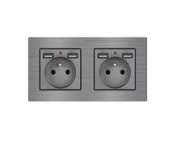 UNIC Elektrick zsuvka 2x (230V+2xUSB 5V/2,1A) v rmeku 153mm, slitina hlinku ed - 476 K